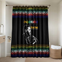 Steve Biko Bathroom Set with Microphone Portrait, Black Consciousness Quote and Vibrant Ethnic Wave - Wonder Print Shop