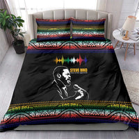 Steve Biko Bedding Set with Microphone Portrait, Black Consciousness Quote and Vibrant Ethnic Wave - Wonder Print Shop
