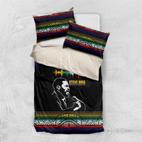 Steve Biko Bedding Set with Microphone Portrait, Black Consciousness Quote and Vibrant Ethnic Wave - Wonder Print Shop
