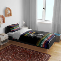 Steve Biko Bedding Set with Microphone Portrait, Black Consciousness Quote and Vibrant Ethnic Wave - Wonder Print Shop