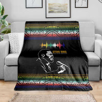 Steve Biko Blanket with Microphone Portrait, Black Consciousness Quote and Vibrant Ethnic Wave - Wonder Print Shop