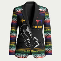 Steve Biko Blazer with Microphone Portrait, Black Consciousness Quote and Vibrant Ethnic Wave - Wonder Print Shop