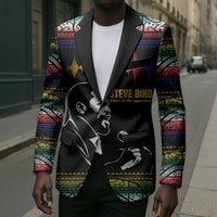 Steve Biko Blazer with Microphone Portrait, Black Consciousness Quote and Vibrant Ethnic Wave - Wonder Print Shop