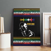 Steve Biko Canvas Wall Art with Microphone Portrait, Black Consciousness Quote and Vibrant Ethnic Wave - Wonder Print Shop