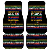 Steve Biko Car Mats with Microphone Portrait, Black Consciousness Quote and Vibrant Ethnic Wave - Wonder Print Shop