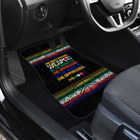 Steve Biko Car Mats with Microphone Portrait, Black Consciousness Quote and Vibrant Ethnic Wave - Wonder Print Shop