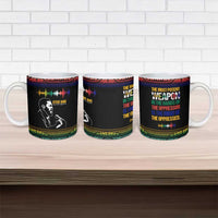 Steve Biko Ceramic Mug with Microphone Portrait, Black Consciousness Quote and Vibrant Ethnic Wave - Wonder Print Shop