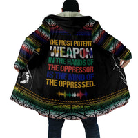 Steve Biko Cloak with Microphone Portrait, Black Consciousness Quote and Vibrant Ethnic Wave - Wonder Print Shop