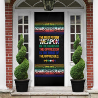 Steve Biko Door Cover with Microphone Portrait, Black Consciousness Quote and Vibrant Ethnic Wave - Wonder Print Shop