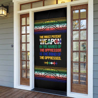 Steve Biko Door Cover with Microphone Portrait, Black Consciousness Quote and Vibrant Ethnic Wave - Wonder Print Shop
