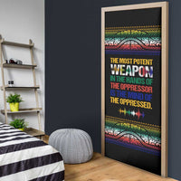 Steve Biko Door Cover with Microphone Portrait, Black Consciousness Quote and Vibrant Ethnic Wave - Wonder Print Shop