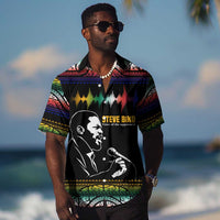 Steve Biko Hawaiian Shirt with Microphone Portrait, Black Consciousness Quote and Vibrant Ethnic Wave - Wonder Print Shop