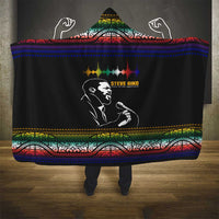 Steve Biko Hooded Blanket with Microphone Portrait, Black Consciousness Quote and Vibrant Ethnic Wave - Wonder Print Shop