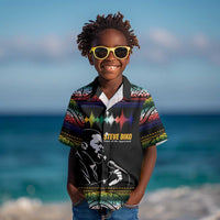 Steve Biko Kid Hawaiian Shirt with Microphone Portrait, Black Consciousness Quote and Vibrant Ethnic Wave - Wonder Print Shop
