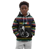 Steve Biko Kid Hoodie with Microphone Portrait, Black Consciousness Quote and Vibrant Ethnic Wave - Wonder Print Shop