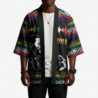 Steve Biko Kimono with Microphone Portrait, Black Consciousness Quote and Vibrant Ethnic Wave - Wonder Print Shop