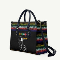 Steve Biko Leather Bag with Microphone Portrait, Black Consciousness Quote and Vibrant Ethnic Wave - Wonder Print Shop