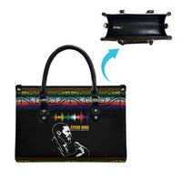 Steve Biko Leather Bag with Microphone Portrait, Black Consciousness Quote and Vibrant Ethnic Wave - Wonder Print Shop
