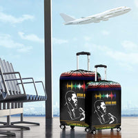 Steve Biko Luggage Cover with Microphone Portrait, Black Consciousness Quote and Vibrant Ethnic Wave - Wonder Print Shop
