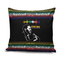 Steve Biko Pillow Cover with Microphone Portrait, Black Consciousness Quote and Vibrant Ethnic Wave - Wonder Print Shop