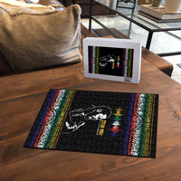 Steve Biko Puzzle with Microphone Portrait, Black Consciousness Quote and Vibrant Ethnic Wave - Wonder Print Shop