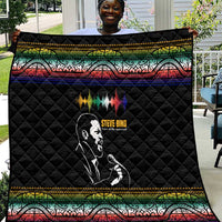 Steve Biko Quilt with Microphone Portrait, Black Consciousness Quote and Vibrant Ethnic Wave - Wonder Print Shop