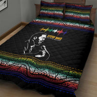 Steve Biko Quilt Bed Set with Microphone Portrait, Black Consciousness Quote and Vibrant Ethnic Wave - Wonder Print Shop