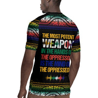 Steve Biko Rugby Jersey with Microphone Portrait, Black Consciousness Quote and Vibrant Ethnic Wave - Wonder Print Shop