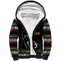 Steve Biko Sherpa Hoodie with Microphone Portrait, Black Consciousness Quote and Vibrant Ethnic Wave - Wonder Print Shop