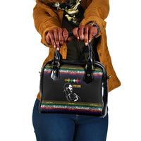Steve Biko Shoulder Handbag with Microphone Portrait, Black Consciousness Quote and Vibrant Ethnic Wave - Wonder Print Shop