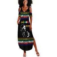Steve Biko Summer Maxi Dress with Microphone Portrait, Black Consciousness Quote and Vibrant Ethnic Wave - Wonder Print Shop