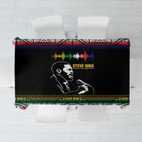 Steve Biko Tablecloth with Microphone Portrait, Black Consciousness Quote and Vibrant Ethnic Wave - Wonder Print Shop
