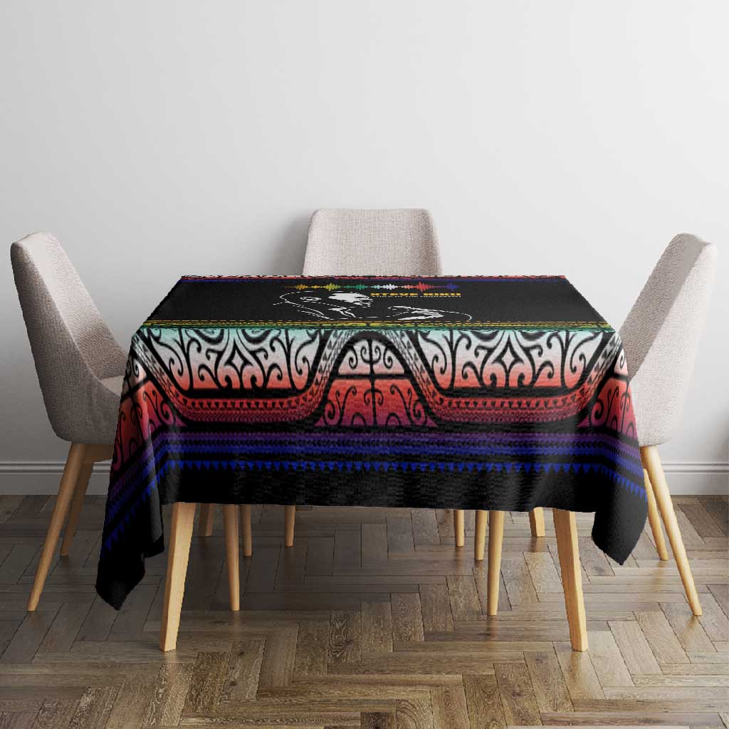 Steve Biko Tablecloth with Microphone Portrait, Black Consciousness Quote and Vibrant Ethnic Wave - Wonder Print Shop