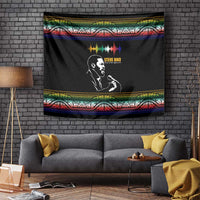 Steve Biko Tapestry with Microphone Portrait, Black Consciousness Quote and Vibrant Ethnic Wave - Wonder Print Shop