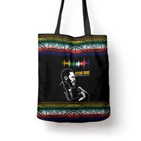 Steve Biko Tote Bag with Microphone Portrait, Black Consciousness Quote and Vibrant Ethnic Wave - Wonder Print Shop