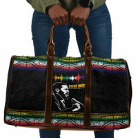 Steve Biko Travel Bag with Microphone Portrait, Black Consciousness Quote and Vibrant Ethnic Wave - Wonder Print Shop