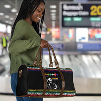 Steve Biko Travel Bag with Microphone Portrait, Black Consciousness Quote and Vibrant Ethnic Wave - Wonder Print Shop