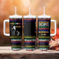 Steve Biko Tumbler With Handle with Microphone Portrait, Black Consciousness Quote and Vibrant Ethnic Wave - Wonder Print Shop