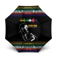 Steve Biko Umbrella with Microphone Portrait, Black Consciousness Quote and Vibrant Ethnic Wave - Wonder Print Shop