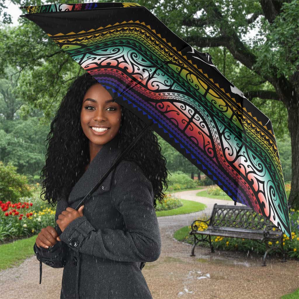 Steve Biko Umbrella with Microphone Portrait, Black Consciousness Quote and Vibrant Ethnic Wave - Wonder Print Shop
