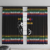Steve Biko Window Curtain with Microphone Portrait, Black Consciousness Quote and Vibrant Ethnic Wave - Wonder Print Shop