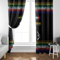 Steve Biko Window Curtain with Microphone Portrait, Black Consciousness Quote and Vibrant Ethnic Wave - Wonder Print Shop