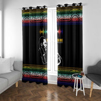 Steve Biko Window Curtain with Microphone Portrait, Black Consciousness Quote and Vibrant Ethnic Wave - Wonder Print Shop