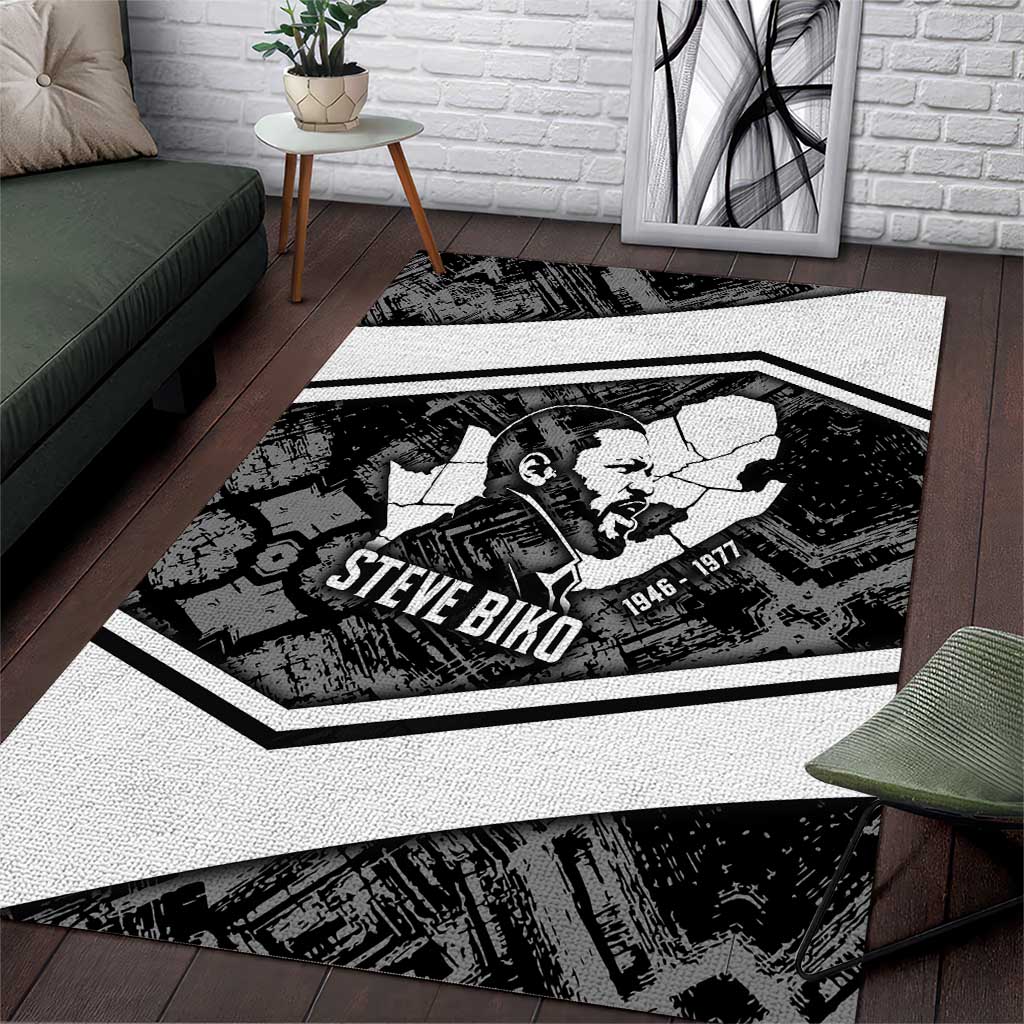 Steve Biko Area Rug with Monochrome Portrait, Ideas Do Not Die Quote - Wonder Print Shop