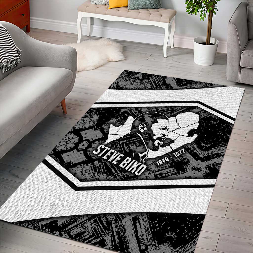 Steve Biko Area Rug with Monochrome Portrait, Ideas Do Not Die Quote - Wonder Print Shop