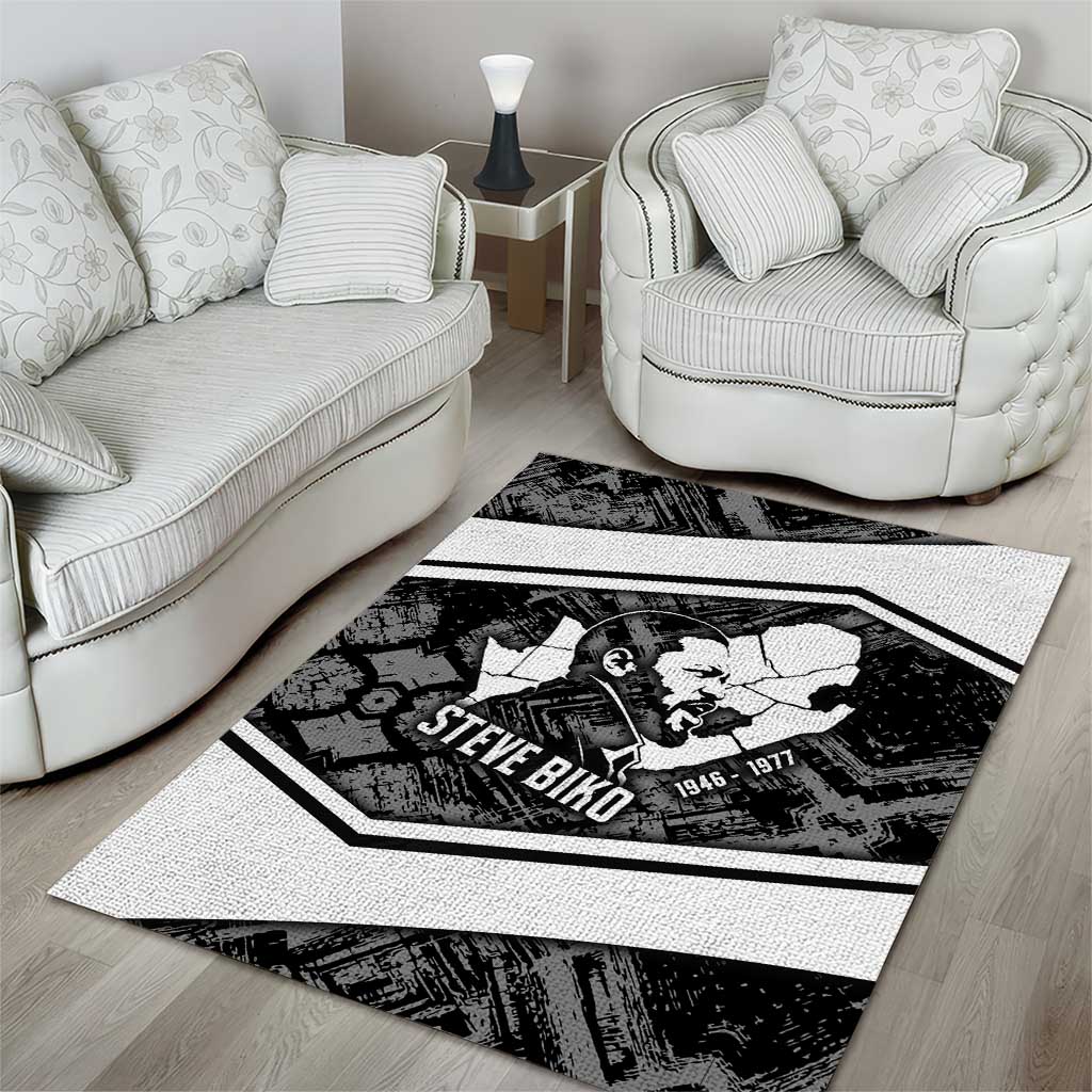 Steve Biko Area Rug with Monochrome Portrait, Ideas Do Not Die Quote - Wonder Print Shop