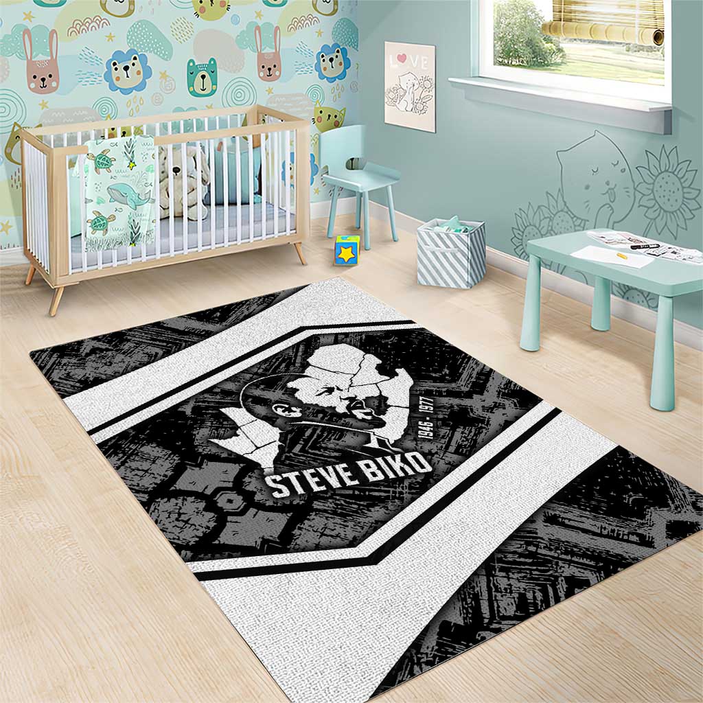 Steve Biko Area Rug with Monochrome Portrait, Ideas Do Not Die Quote - Wonder Print Shop