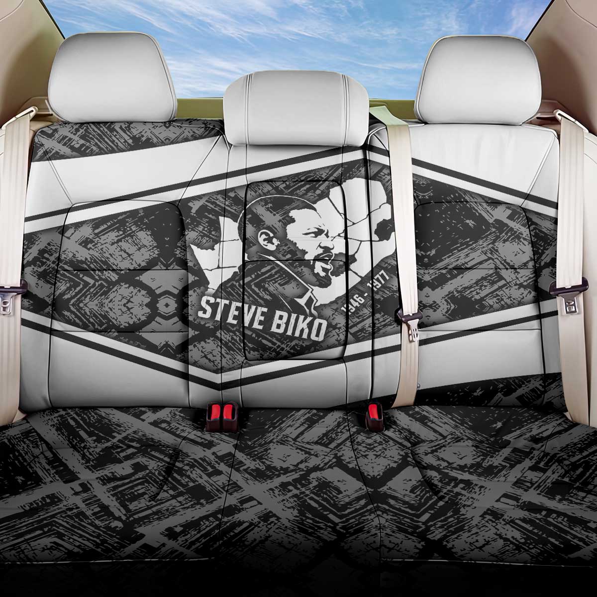 Steve Biko Back Car Seat Cover with Monochrome Portrait, Ideas Do Not Die Quote - Wonder Print Shop