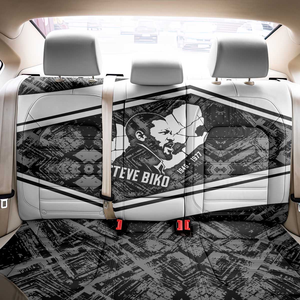 Steve Biko Back Car Seat Cover with Monochrome Portrait, Ideas Do Not Die Quote - Wonder Print Shop
