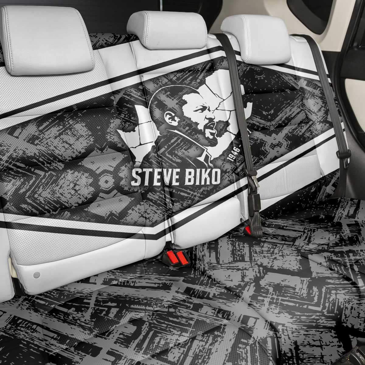 Steve Biko Back Car Seat Cover with Monochrome Portrait, Ideas Do Not Die Quote - Wonder Print Shop